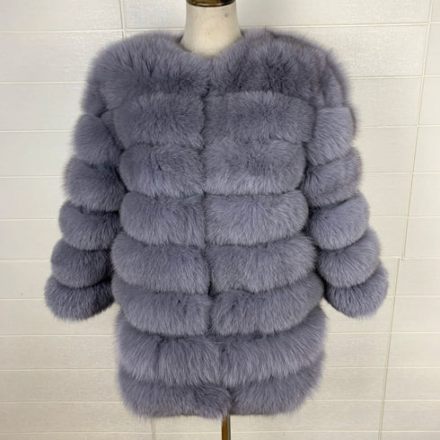 70CM 4in1 New Fast Shipping New Fashion Women Fashion Real Natural Fox Fur Long Coat Jacket for Winter Warm Over Coat
